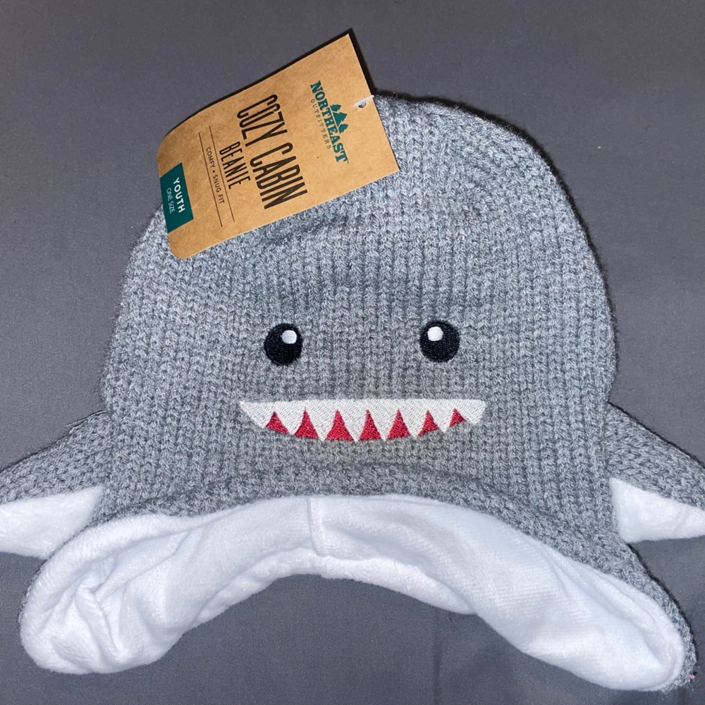 Gray Shark Knit Hat